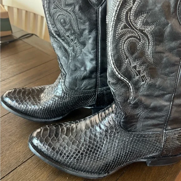 J.B. Dillon Charcoal Snakeskin Men's Boots - Picture 2 of 6